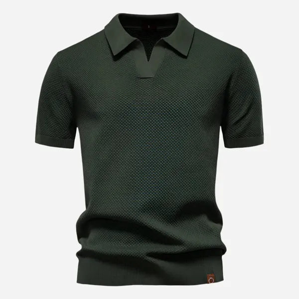 Men's Relaxed Knit Short Sleeve Polo – Marcus - Army Green