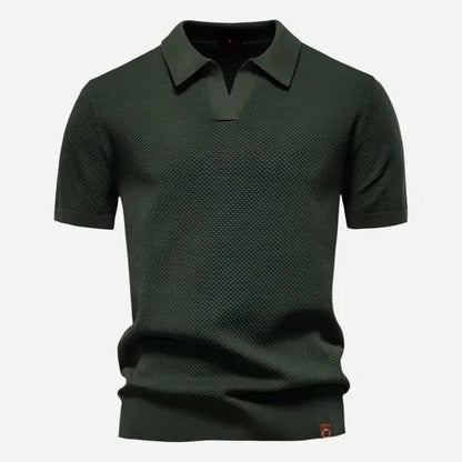 Men's Relaxed Knit Short Sleeve Polo – Marcus - Army Green