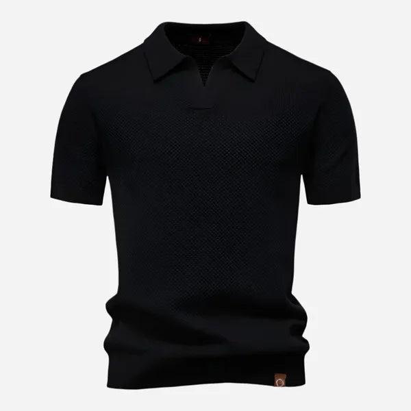 Men's Relaxed Knit Short Sleeve Polo – Marcus - Black