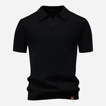 Men's Relaxed Knit Short Sleeve Polo – Marcus - Black
