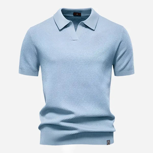Men's Relaxed Knit Short Sleeve Polo – Marcus - Blue