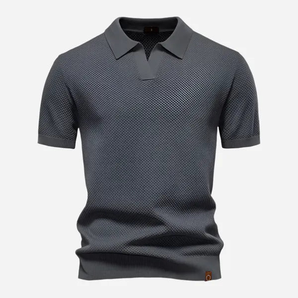 Men's Relaxed Knit Short Sleeve Polo – Marcus - Dark Gray