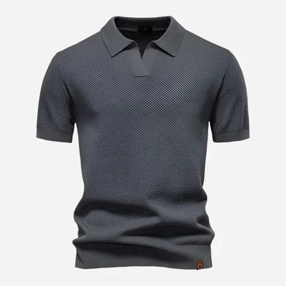 Men's Relaxed Knit Short Sleeve Polo – Marcus - Dark Gray