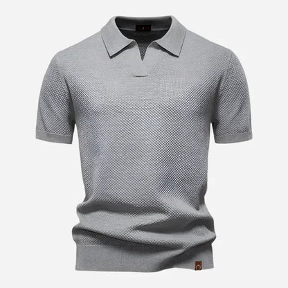 Men's Relaxed Knit Short Sleeve Polo – Marcus - Light Gray