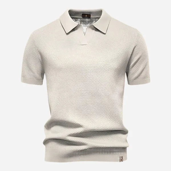 Men's Relaxed Knit Short Sleeve Polo – Marcus - Off White