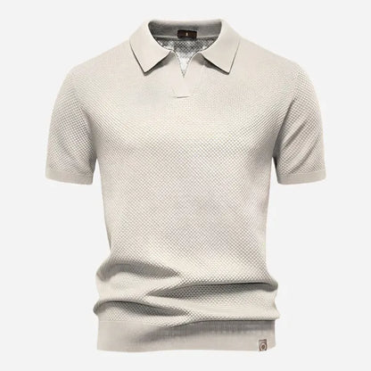 Men's Relaxed Knit Short Sleeve Polo – Marcus - Off White