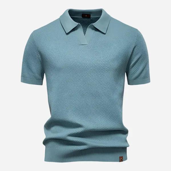 Men's Relaxed Knit Short Sleeve Polo – Marcus - Teal Blue