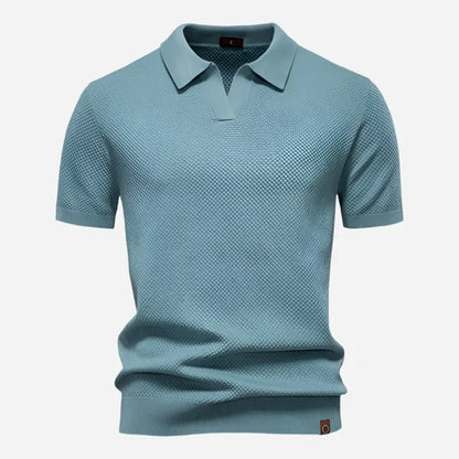 Men's Relaxed Knit Short Sleeve Polo – Marcus - Teal Blue