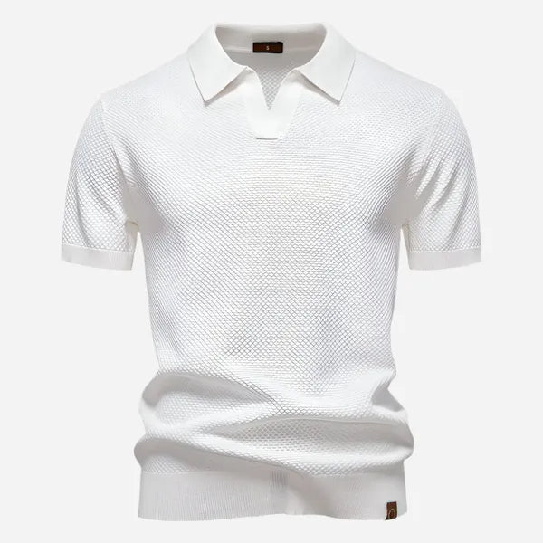 Men's Relaxed Knit Short Sleeve Polo – Marcus - White 2