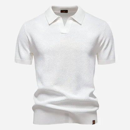 Men's Relaxed Knit Short Sleeve Polo – Marcus - White