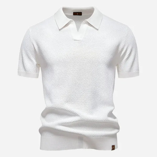 Men's Relaxed Knit Short Sleeve Polo – Marcus - White
