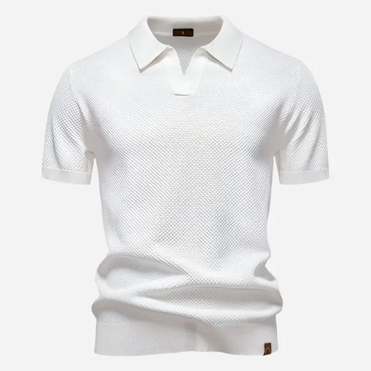 Men's Relaxed Knit Short Sleeve Polo – Marcus - White
