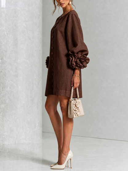 Margot floral button-down mini dress in brown