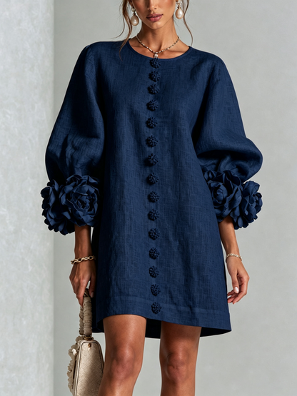 Margot floral button-down mini dress in navy