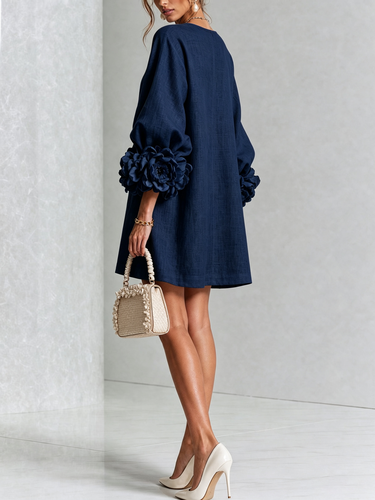 Margot floral button-down mini dress in navy