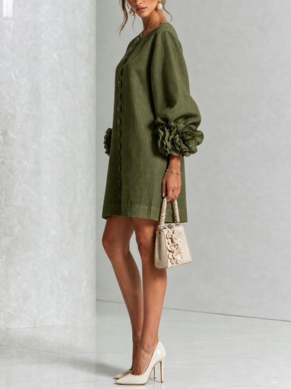 Margot floral button-down mini dress in olive