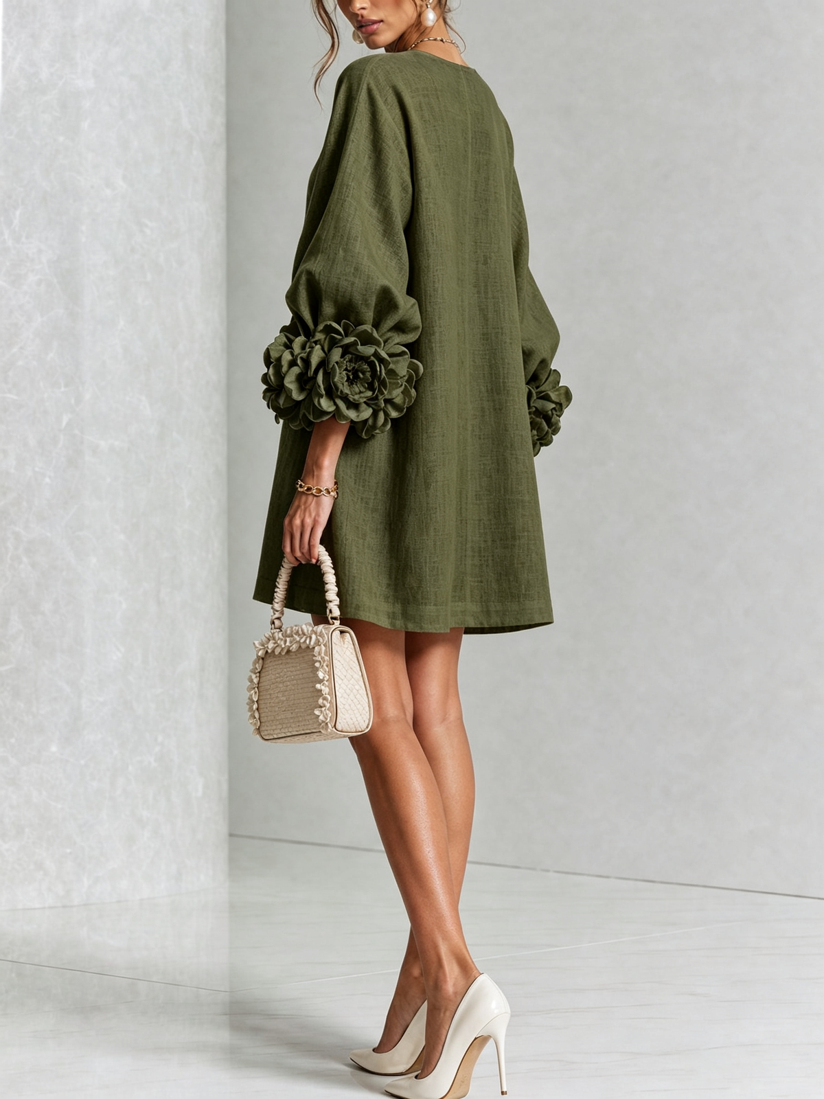 Margot floral button-down mini dress in olive