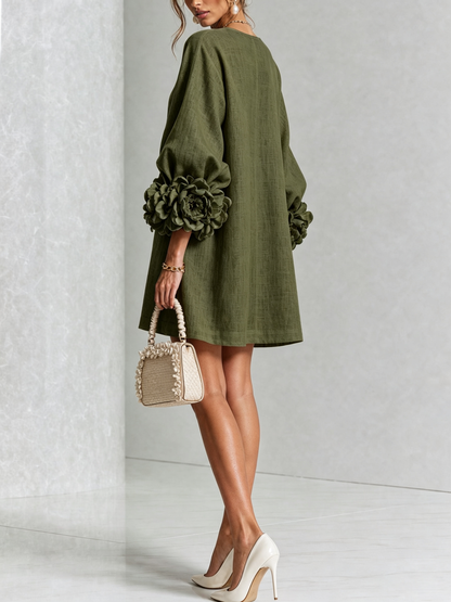 Margot floral button-down mini dress in olive