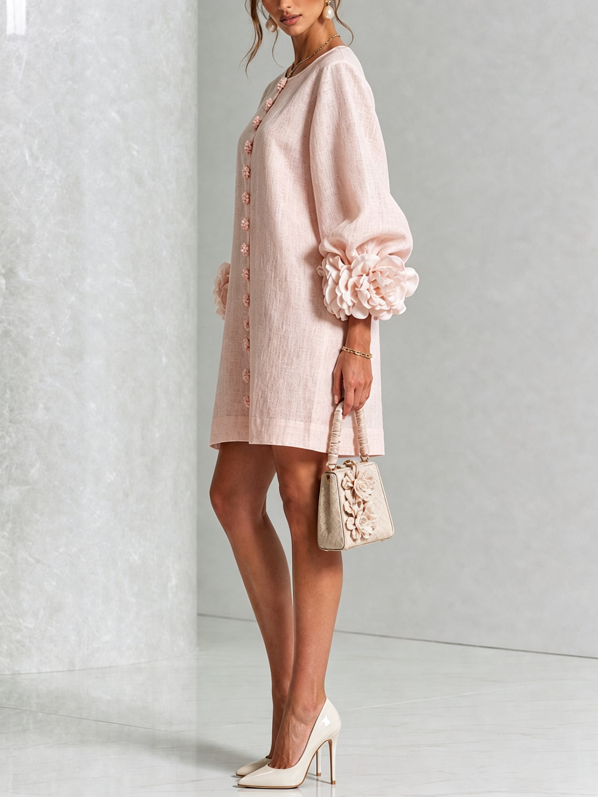 Margot floral button-down mini dress in pink