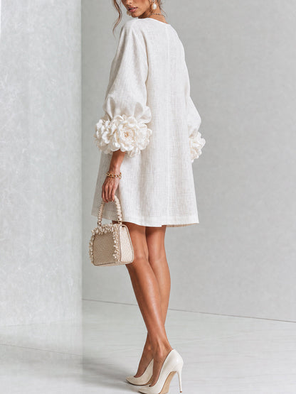 Margot floral button-down mini dress in white