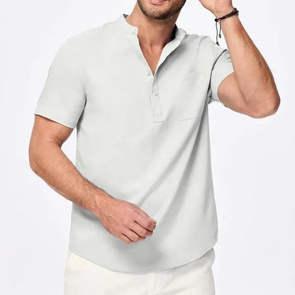 Men's Short Sleeve Henley Shirt – Mikko - White 2