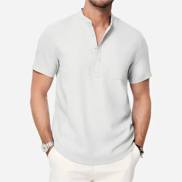 Men's Short Sleeve Henley Shirt – Mikko - White