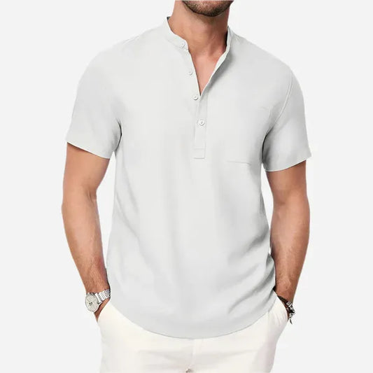 Men's Short Sleeve Henley Shirt – Mikko - White