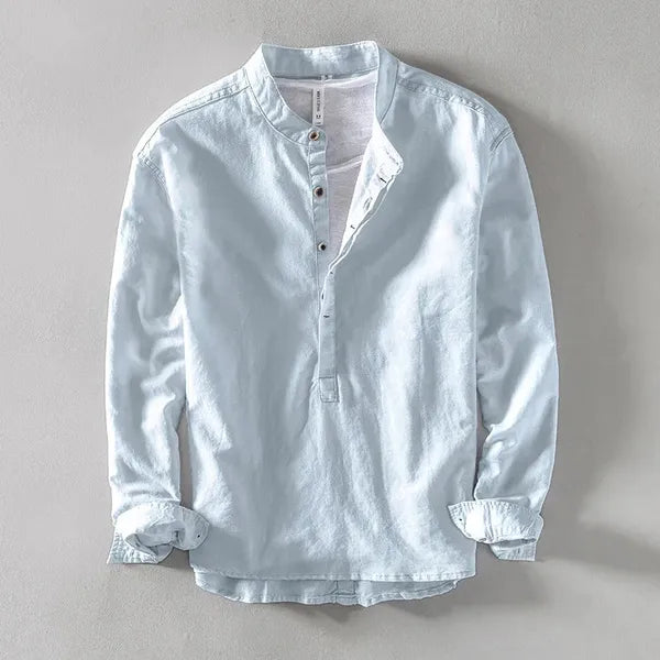 Men's Everyday Long Sleeve Henley – Nevio - Light Blue