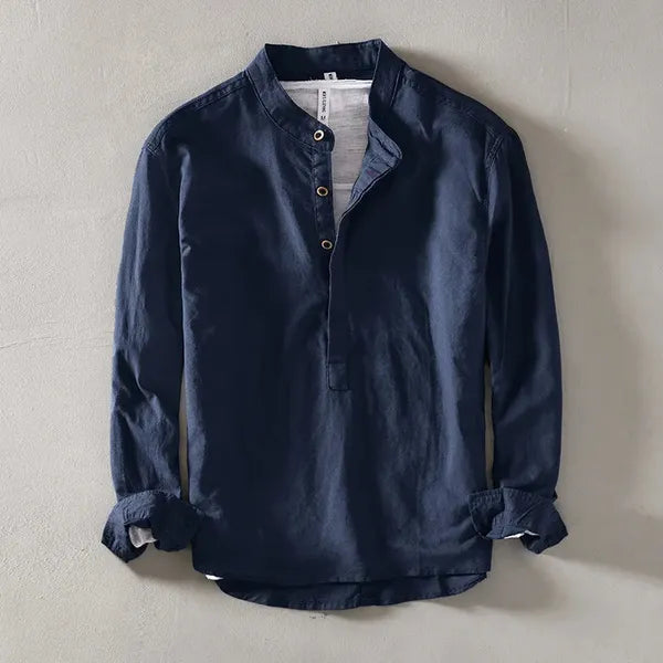 Men's Everyday Long Sleeve Henley – Nevio - Navy Blue