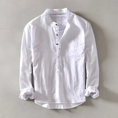 Men's Everyday Long Sleeve Henley – Nevio - White