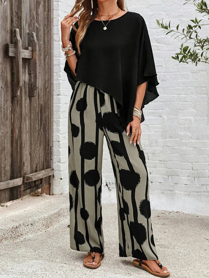 Noelle two-piece set in black & gray – front