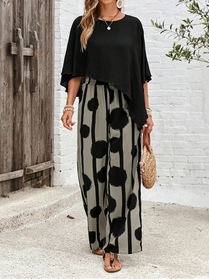 Noelle two-piece set in black & gray – detail