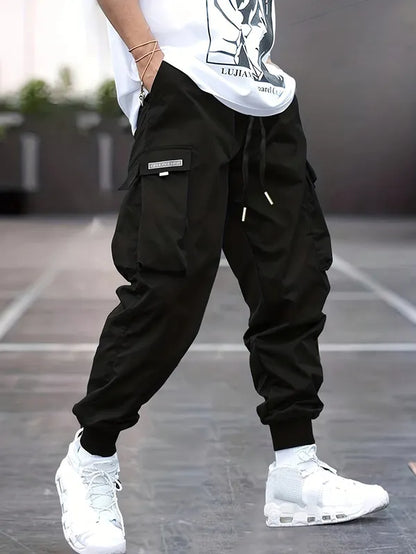 Men's Cuffed Ankle Cargo Joggers – Oliver - Black 2