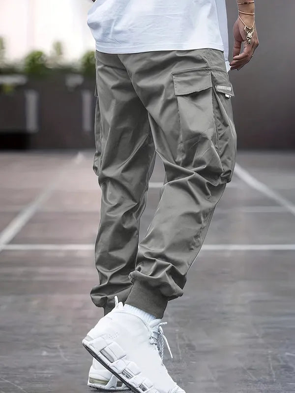 Men's Cuffed Ankle Cargo Joggers – Oliver - Gray 2