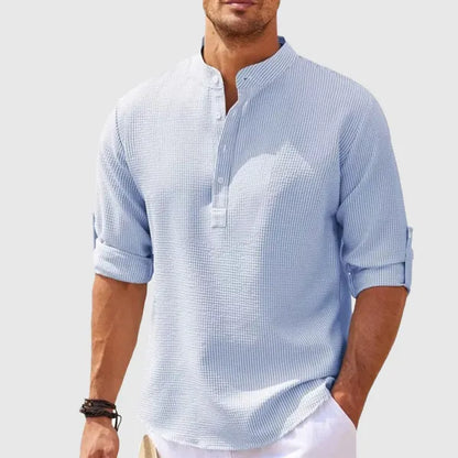 Men's Seersucker Long Sleeve Shirt – Orlando - Light Blue