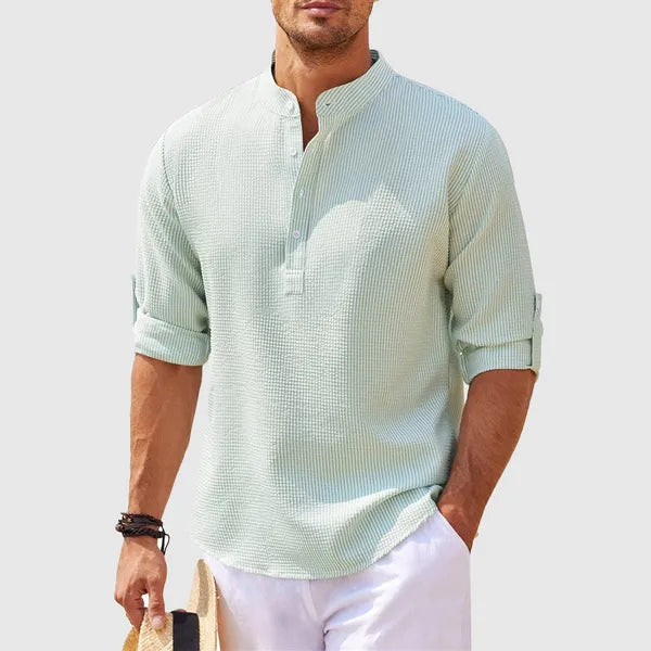 Men's Seersucker Long Sleeve Shirt – Orlando - Light Green