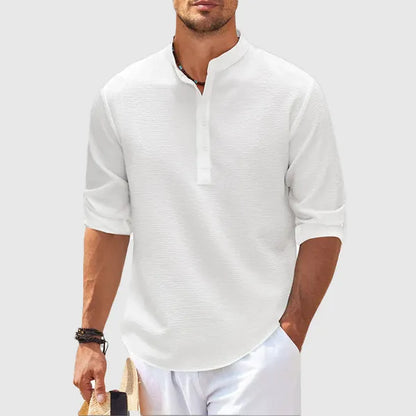 Men's Seersucker Long Sleeve Shirt – Orlando - White