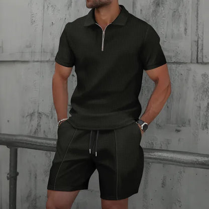 Men's Quarter-Zip Polo Set – Oscar - Black