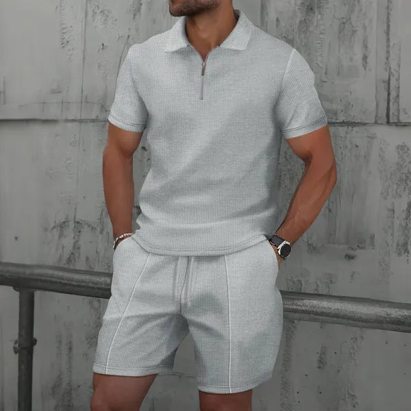 Men's Quarter-Zip Polo Set – Oscar - Gray