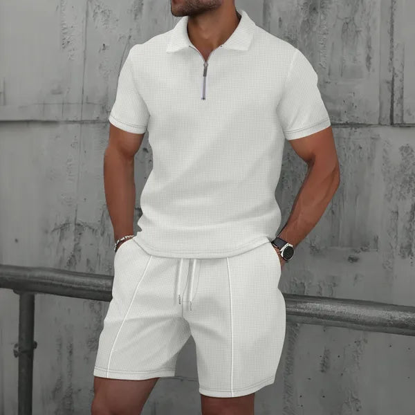 Men's Quarter-Zip Polo Set – Oscar - White