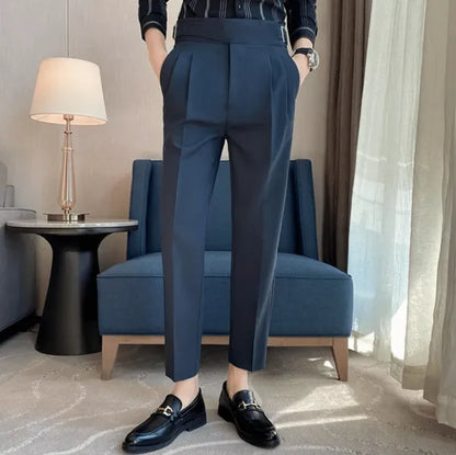 Men's Straight Fit Casual Trousers – Peter - Navy Blue 4