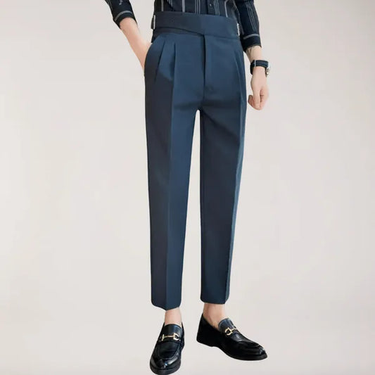 Men's Straight Fit Casual Trousers – Peter - Navy Blue