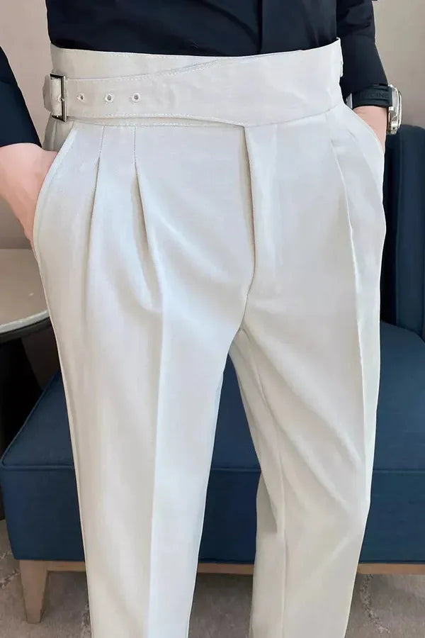 Men's Straight Fit Casual Trousers – Peter - Off White 2