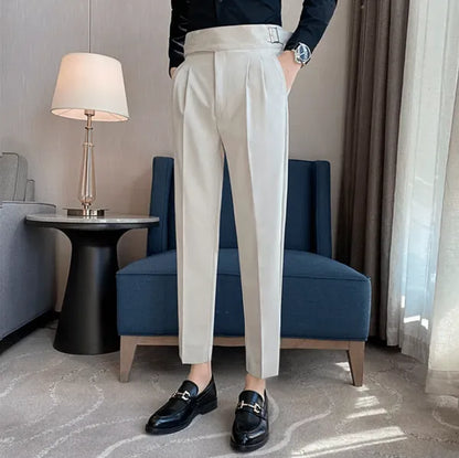 Men's Straight Fit Casual Trousers – Peter - Off White 4