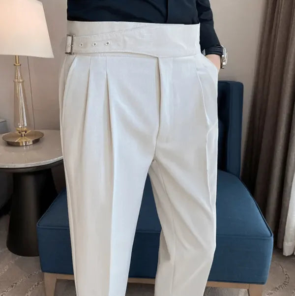 Men's Straight Fit Casual Trousers – Peter - Off White 5