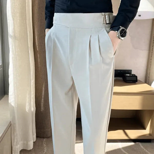 Men's Straight Fit Casual Trousers – Peter - Off White 6