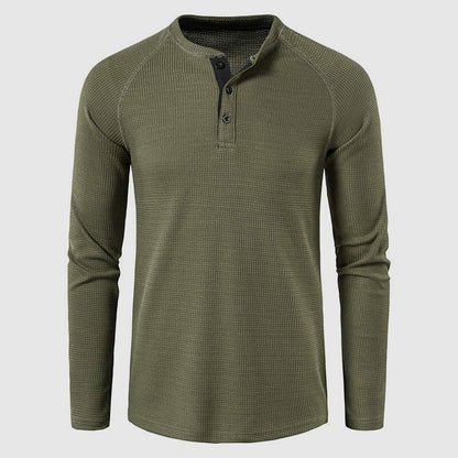 Men's Knit Long Sleeve Henley – Petrus - Army Green 2