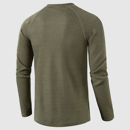 Men's Knit Long Sleeve Henley – Petrus - Army Green 3