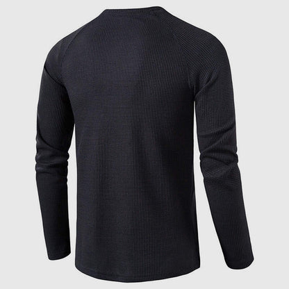 Men's Knit Long Sleeve Henley – Petrus - Black 3