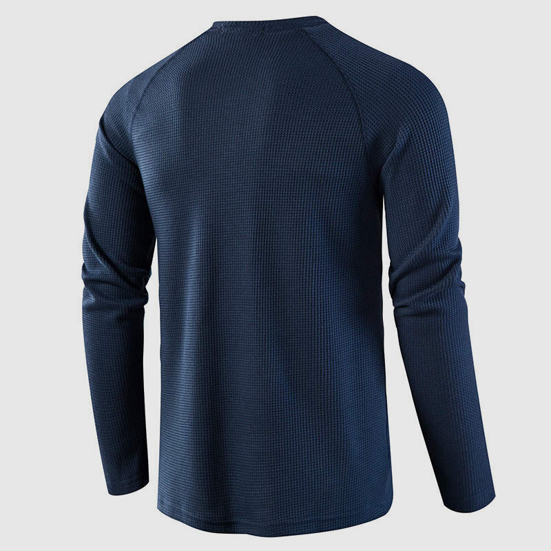 Men's Knit Long Sleeve Henley – Petrus - Dark Blue 3